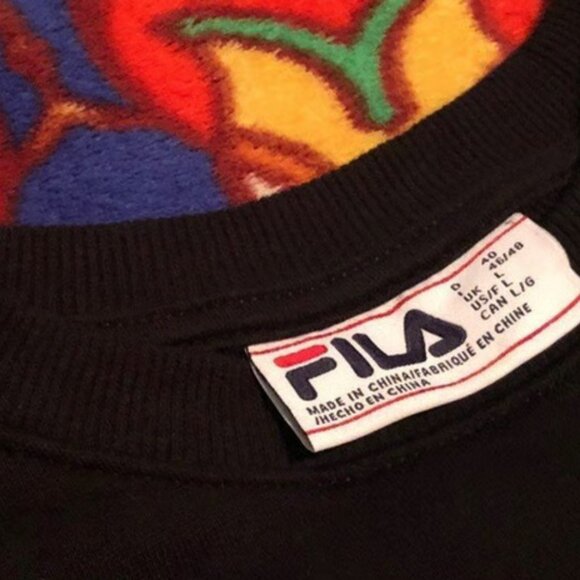 Women's Black Vintage Fila Sweatshirt Cute Spring Pastels - Picture 2 of 5